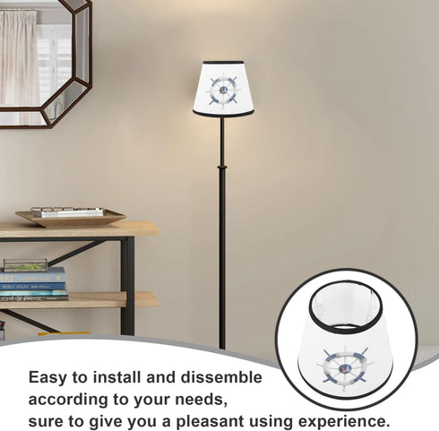 Nautical Cloth Lampshade Replacement Light Cover For Bedside Table Desk Floor Lamp Easy Install Fabric Shade With Ship
