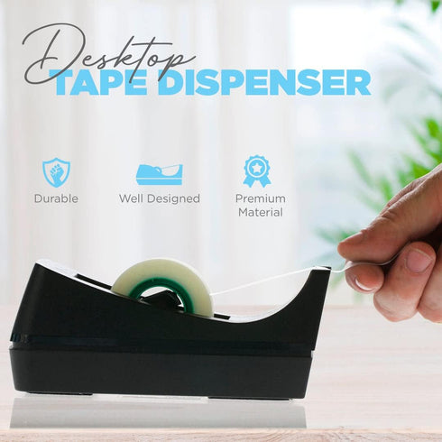 Desktop Tape Dispenser - Non-Skid Base - Weighted Tape Roll Dispenser - Perfect for Office Home School (Tape not Included) 2 Pack by Manaloom