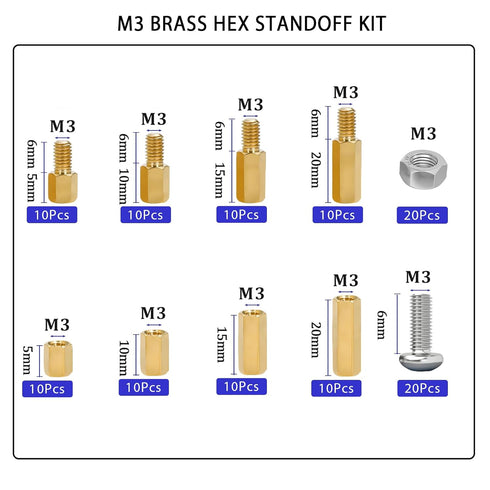 M2 M3 Hex Brass Standoff Spacers Nuts Screws Kit, 240pcs for DIY Computer Build, Electronic Projects
