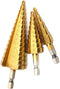 3pc 1/4" Hex Shank HSS Steel Step Drill Bit Set - Titanium Coated Cone Drill Hole Metal Cutter