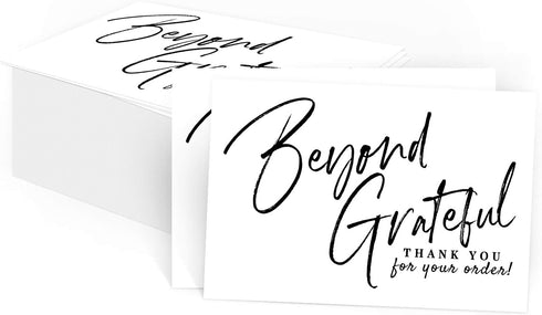 Pink Pixie Studio 50 Large Beyond Grateful Thank You For Your Order Card Inserts, Customer