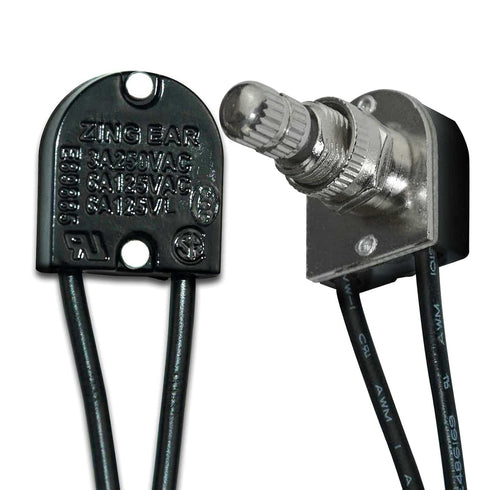 Zing Ear Rotary Switch ZE-106M - 125VAC/6A, 250VAC/3A, 125VL/6A, Two Wire Replacement for Canopy Lights, Brass Knob