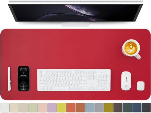 Leather Desk Mat - Non-Slip PU Desk Pad for Office and Home, Ideal for Large Mouse Pad and Desk Organization (Rose Red,