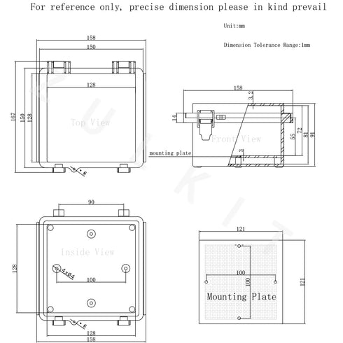 Zulkit IP67 Waterproof Junction Box, Hinged Cover, Stainless Steel Latch, Plastic Enclosure for Project, Grey