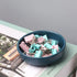 MEI YI TIAN Small Ceramic Paperclip Holder for Desk, Round Macaron Navy Blue Paper Clip Dispenser, Cute Storage Plate