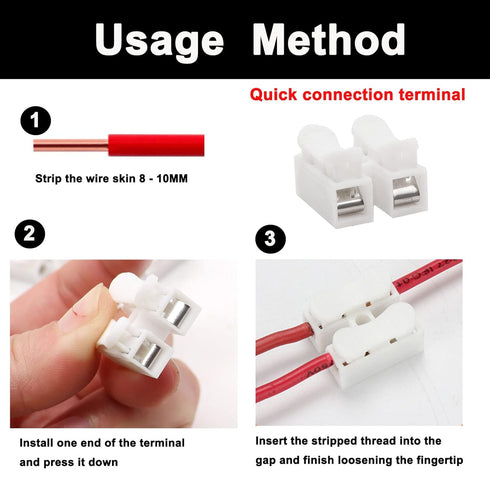 Tnisesm 100Pcs Push Quick Wire Cable Connector, White Wiring Terminal, Spring Loaded Electrical Connectors