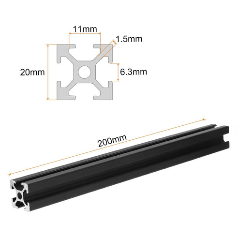 uxcell 4 Pcs T Slot 2020 Aluminum Extrusion Profile European Standard 200mm x 20mm Anodized Black Linear Rail Extrusion Frame for 3D Printer, CNC, DIY