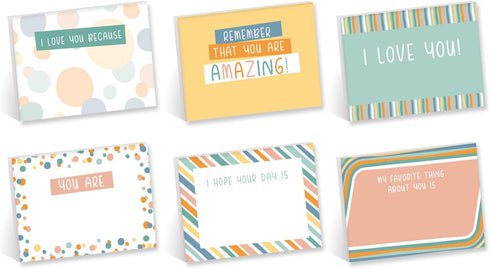 Lunch Box Fill in Sticky Note Assortment, 4" x 3" Encouragement Repositionable Sticky Notes, Set of 6 Love Pads