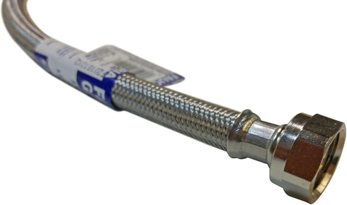 Eastman 20" Supply Line Steel Flex Long Faucet Connectors, 2 Pack, 1/2" FIP x 3/8" Comp