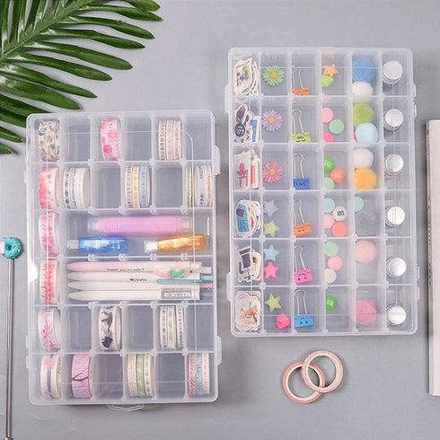 Yinpecly Component Storage Box, 143x100x30mm Plastic Organizer Container with 5 Grids for Electronic Components, Clear