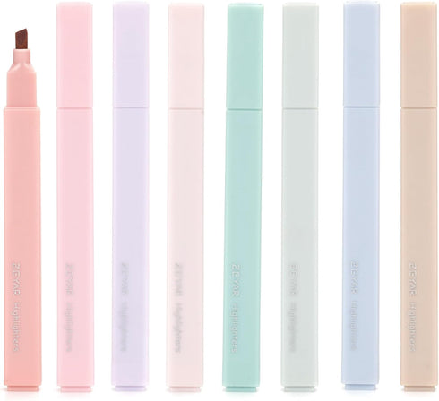 ZEYAR Aesthetic Cute Highlighter Pens, Cream Colors, Chisel Tip, Water Based, Quick Dry, No Bleed, 8 Spring Colors