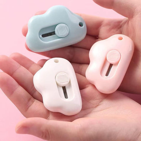 Cute Mini Art Cutter Utility Knife - 3Pcs Cloud Shaped Retractable Box Cutters for Office School DIY Crafts