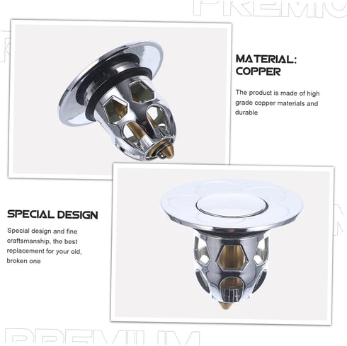 Veemoon Stylish Basin Drain Strainer - Spring Core Vanity Stool with Flip Board for Pool Use