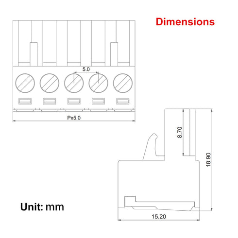 5 Pcs 5.08mm 4 Pin Phoenix Type Connector Green PCB Screw Terminal Block, 4 Pole