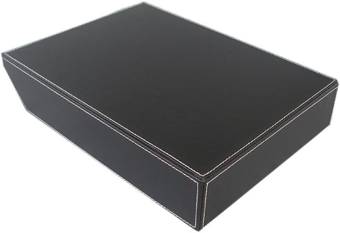 KINGFOM Letter Tray, PU Leather Paper Organizer for Desk, A4 Size Black Storage Holder for Office, Home, School