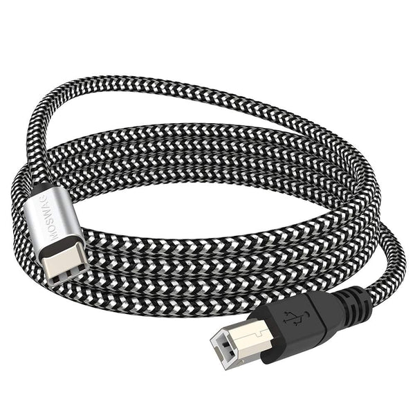 MOSWAG 3.28FT/1M Type C to USB B Cable Nylon Braided USB C