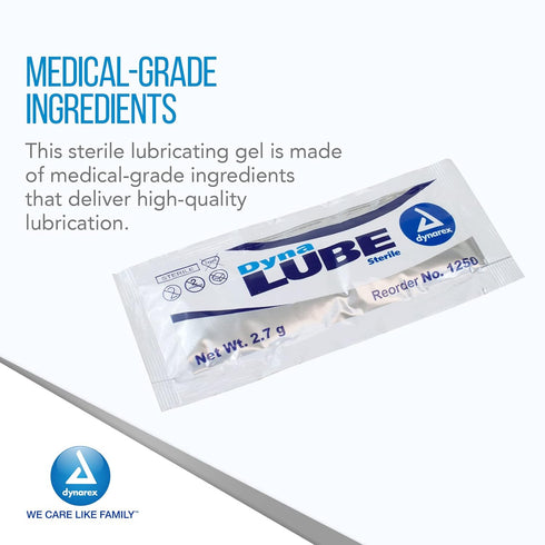 1 144 Packets, 2.7g Dynarex DynaLube Lubricating Jelly, Water Soluble and Sterile Lubricant Jelly, Used for Body