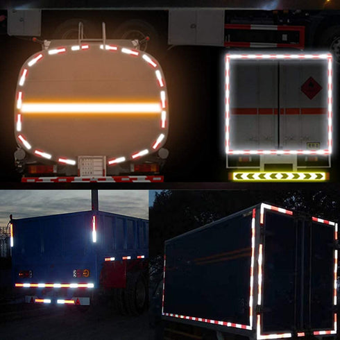 WAENLIR 2 inch x 30 Feet Reflective Safety Tape, DOT-C2 Waterproof Red and White Adhesive for Trailer, Cars