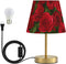ALAZA Table Lamp for Bedroom Nightstand Red Rose Leaves Bedside Lamp with