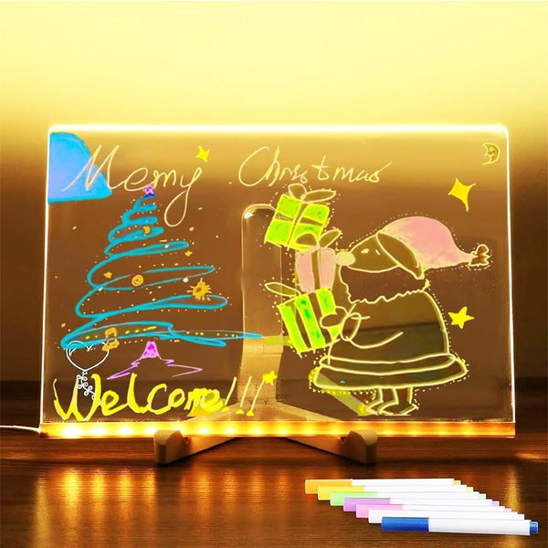 LED Note Board with Colors, Glowing Acrylic Message Marker Board, Illuminating Dry Erase Board (11.8*7.9in)