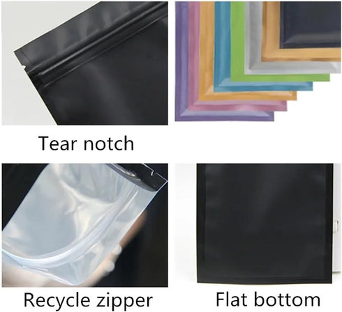 IRTGFHJE 100PCS Packaging Blue,15x22cm (5.9x8.7in)) Flat Lock Bags Matte Flat Aluminum Foil Ziplock Bag DIY Matcha