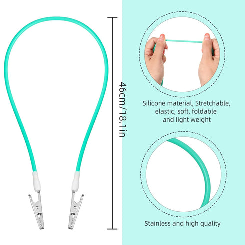 12 Patelai Pcs Silicone Dental Bib Clips Colorful Napkin Clips Bib Holder Dentist Napkin Chain Neck Chain with Lanyard