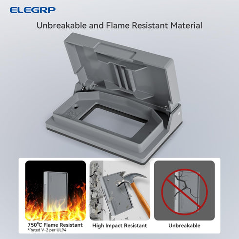 ELEGRP Horizontal Outdoor Cover, Weatherproof Wall Plate, 1-Gang 4.77 x 2.97 , 2 Pack, Grey