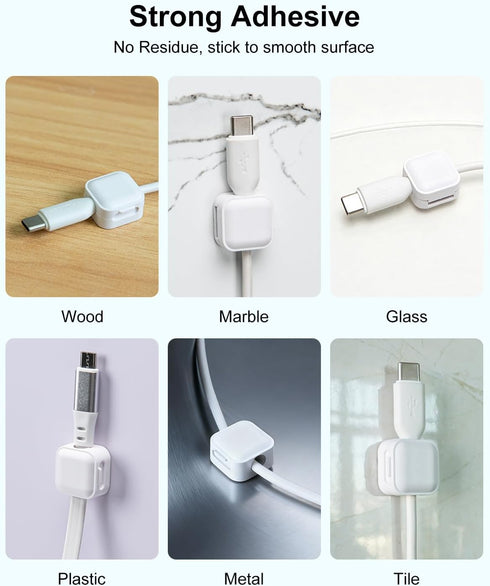 Art3d 8 Pack Magnetic Cable Clips, White Cable Management Accessories, Cord Smooth Adjustable & Adhesive Backing Cord