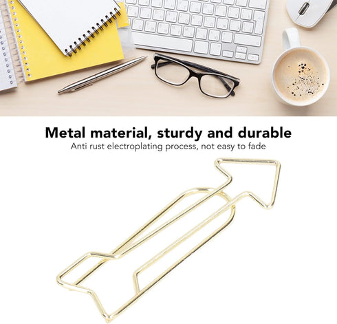BigKing Large Gold Paper Clips, 100Pcs Metal Arrow Flower Mark Office Nookmark Innovative Cute Design Prevent Rust Electroplating Process Gold Paper Clips for Office Home School(arrow) by BigKing