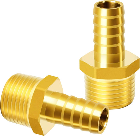 TAILONZ PNEUMATIC Brass Hose Barb Fitting, 1/2 Inch Barb to 1/2 Inch Male NPT Adapter (Pack of 5)