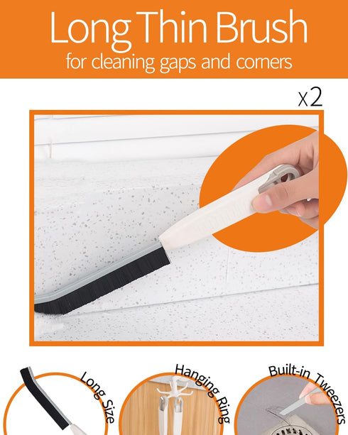 8PCS Window Sill Cleaner Tool - Hard Bristle Crevice Cleaning Brush, Multifunctional Gap Scrub Brush, Window, Home