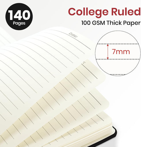 Lined Spiral Journal Notebook for Women, A5 College Ruled Journals for Writing, Hardcover Notebooks for Work, Note taking and Office School Supplies,140 Pages - Black by ZOTIA