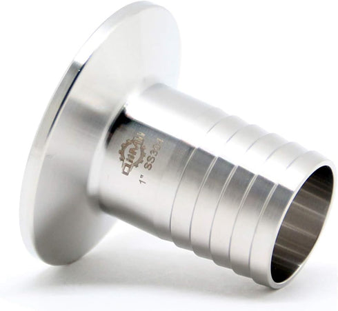 QiiMii SS304 1.5" Tri Clamp to 1" Hose Barbed Adapter, Sanitary Hose Pipe Fitting