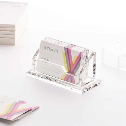 HEZONG Business Card Holder, Clear Acrylic Display Stand for Desk - 1 Slot Horizontal Placement 1 Pack (1 slot-H)