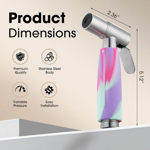 Mornwaen Handheld Bidet Sprayer Head,Stainless Steel Muslim Shower Head for Toilet,Adjustable Pressure Jet Sprayer