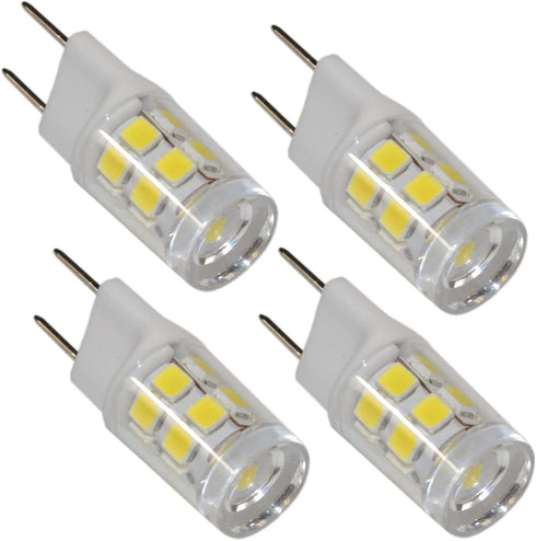 4-Pack G8 17 Bulb 2835 HQRP Bi-Pin LEDs Light SMD Cool White for Light Fitting, Desk Lamps, Wall Mounts Sconces