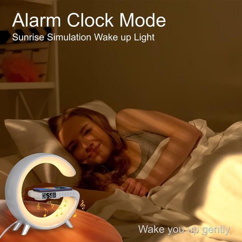 BedroomLarge NH-69 Table Lamp with Wireless Charger, Atmosphere Lamp with White Noise, Smart Light Sound Machine