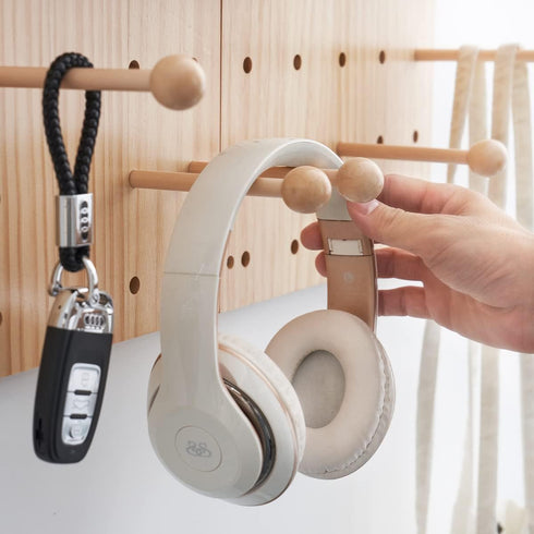 Wood Pegboard Combination Wall Organizer Kit, 2 Pieces Display Pegboard Panel Kits with 15 Accessories for Office,