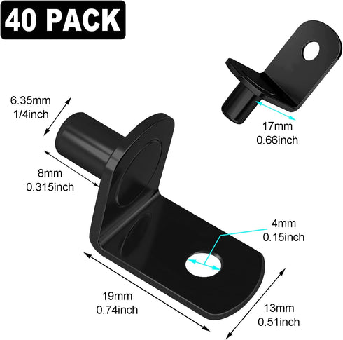 Cerpourt 40 Pegs,1/4 Inch Closet Pcs Shelf Pins L-Shaped Shelf Support Pegs,Bookshelf Pegs for Shelves,Cabinet Shelf