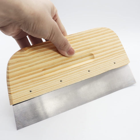 8.5 Inch Stainless Steel Putty Knife, Wooden Handle Scraper Tool for Drywall, Decals, and Painting