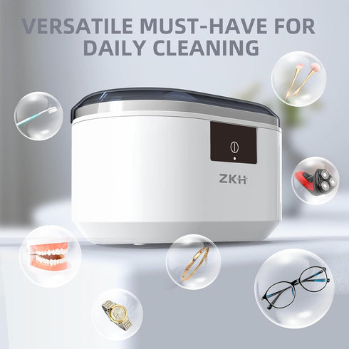 48kHz 500ml ZKH Ultrasonic Jewelry Cleaner, High Frequency Sonic Jewelry Cleaner Machine with Capacity for Jewelry