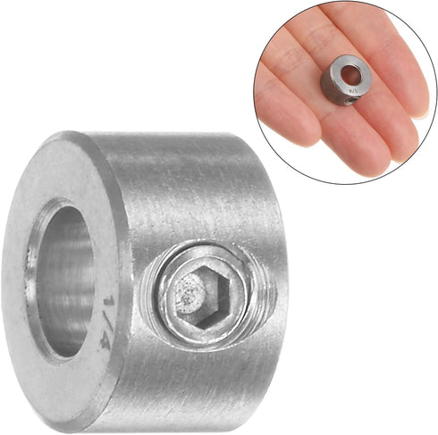 Shaft Collar 1/4" Bore 304 Stainless Steel Set Screw Collars, 1/2" OD, 1/3" Width for Wheel Barrow Axle, Machine Tools