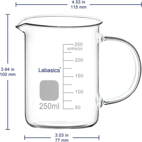 Glass Beaker, G3.3 Borosilicate Laboratory Grade Graduated Beaker, Transparent Measuring Cup Low Form Griffin Beaker