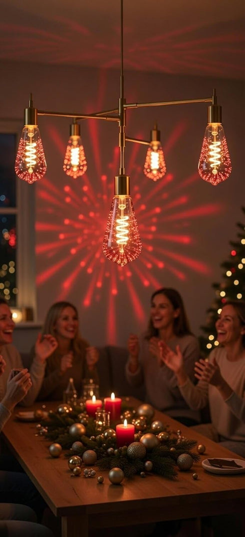 3D Bulb ST19 Lightbulb Bulb SLEEKLIGHTING Red Fairy Like Firework Light with Galaxy Inspired Light LED Medium Base