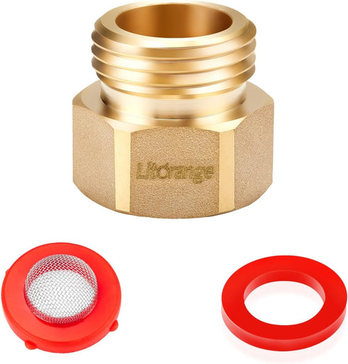 LitOrange 1 Pack Lead-Free Hose Bib Adapter, 1-1/16" Fine Thread Female x 3/4