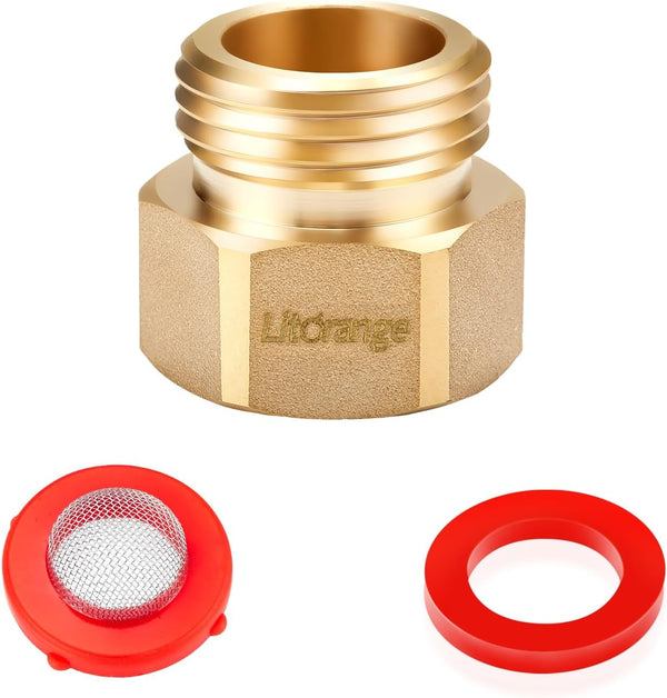 LitOrange 1 Pack Lead-Free Hose Bib Adapter, 1-1/16" Fine Thread Female x 3/4