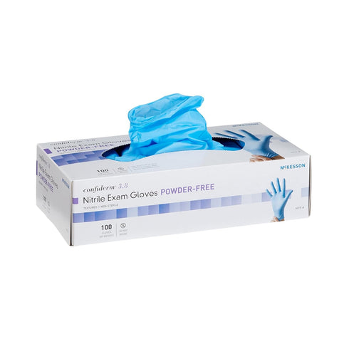 McKesson Confiderm 3.8C Nitrile Exam Gloves - Non-Sterile, Powder-Free, Blue, Large, 100 Count