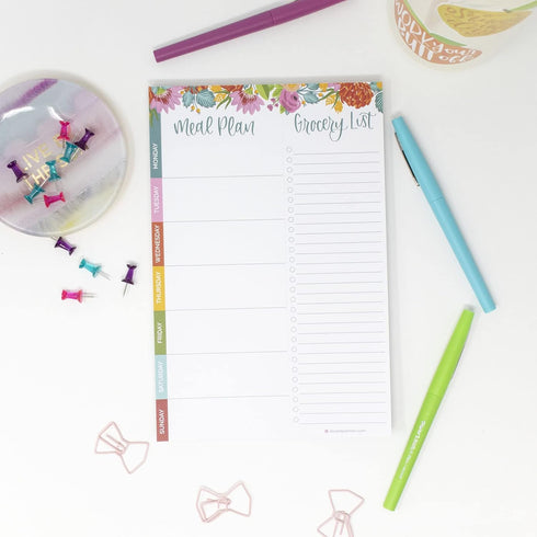 bloom daily planners Weekly Meal Planning Pad, Magnetic Refrigerator Menu Planner with Grocery Shopping Lists