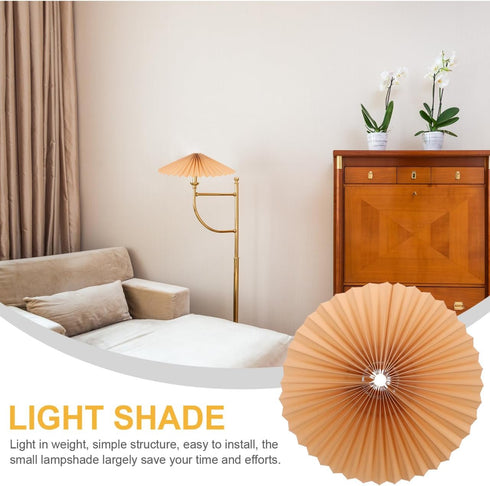 Retro Pleated Table Lamp Shade - Khaki Fabric Lampshade for Bedside, Floor & Desk Lamps - Elegant Accordion Style Light