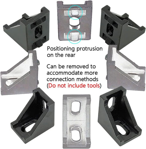 12 Sets Silver 20S T Slot Aluminum Extrusion Profile Connector Set, Corner Brackets, T Sliding Nuts, Hex Screw Bolt